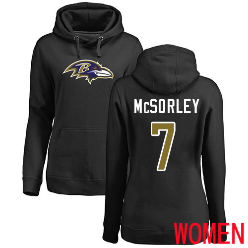 Baltimore Ravens Black Women Trace McSorley Name and Number Logo NFL Football 7 Pullover Hoodie Sweatshirt